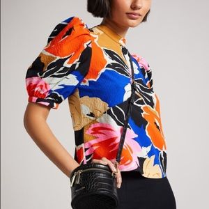 Ted baker salmaa black Croc faux leather drum crossbody bag purse nwt